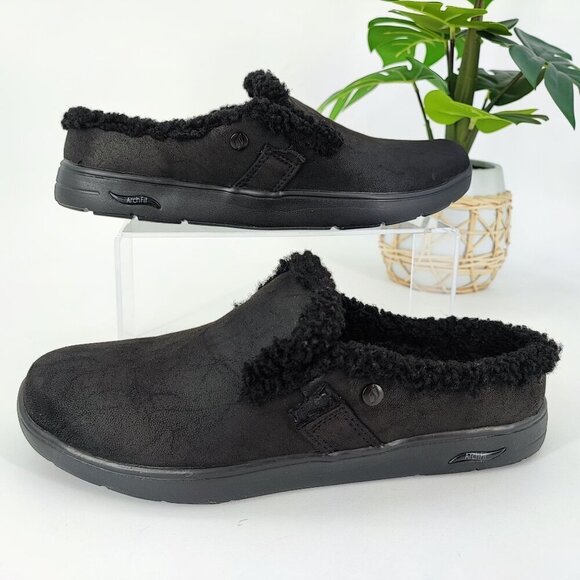 Skechers Woman’s Black Faux Serpa Cozy Camper Fleece Clog Shoes Size 8.5 - Picture 1 of 9